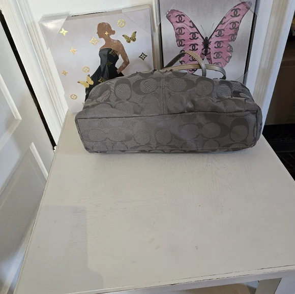 Coach Metallic Gray Shoulder Bag - Picture 4 of 10